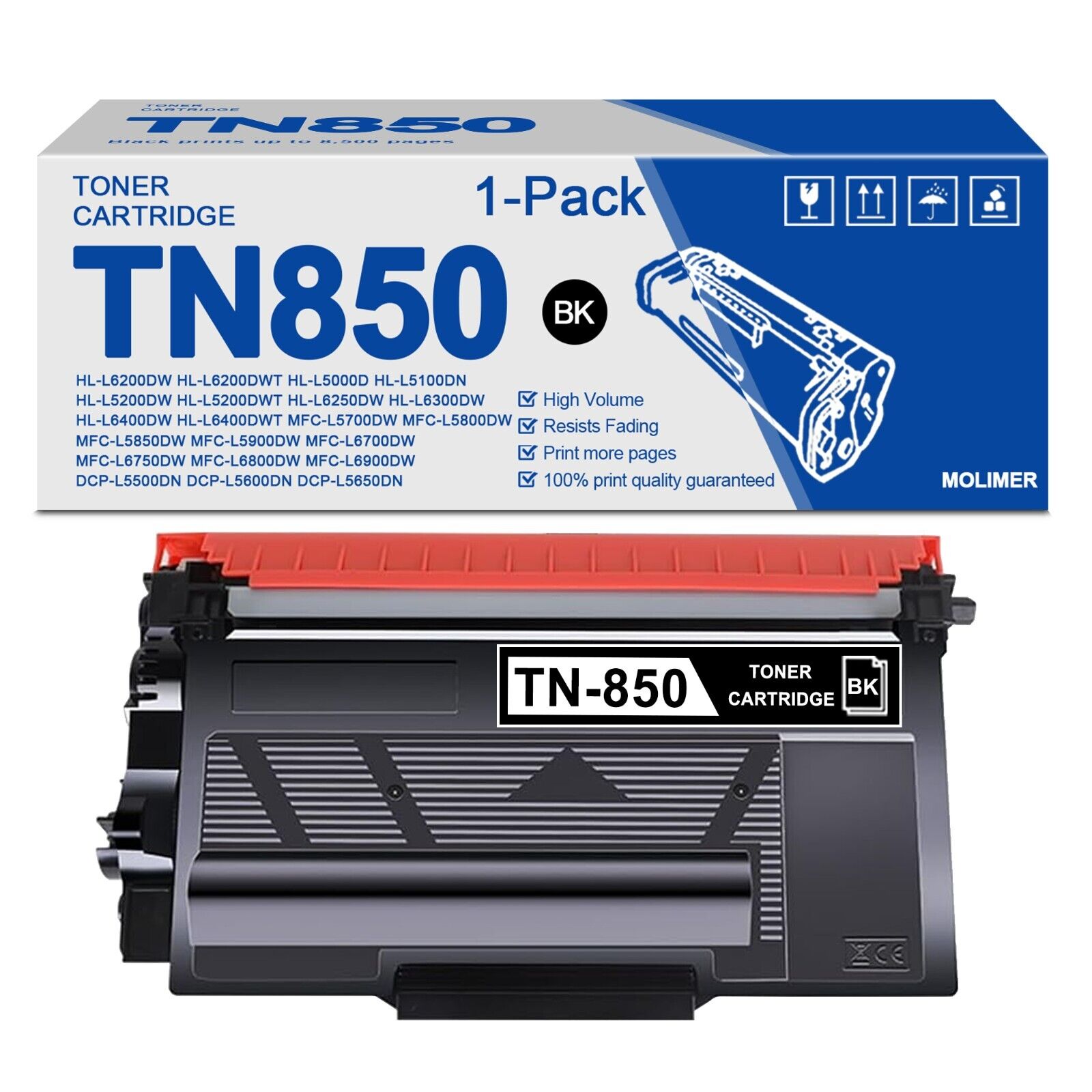 1PK TN850 TN820 Black Toner  For Brother MFC-L5800DW MFC-L5850DW HL-L6300DW
