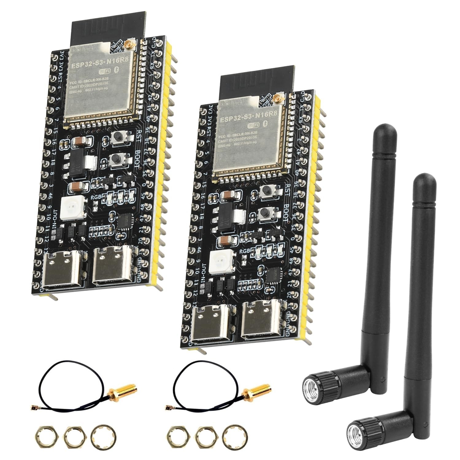 2 PCS ESP32 S3 N16R8 DevKitC1 Module WiFi Bluetooth Arduino USB C Antenna