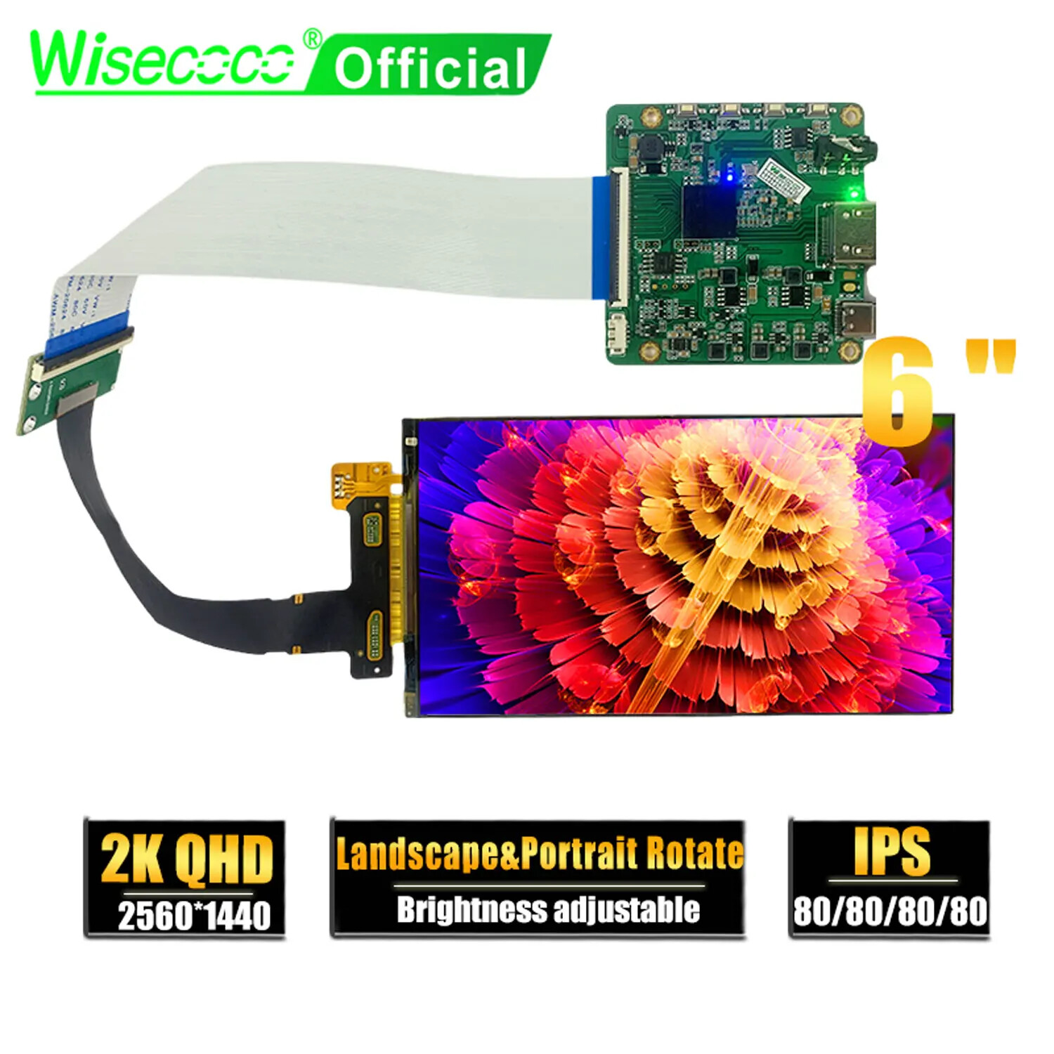 6'' 2560x1440 2k LCD Screen Display HDMI Driver Board Landscape For Raspberry Pi