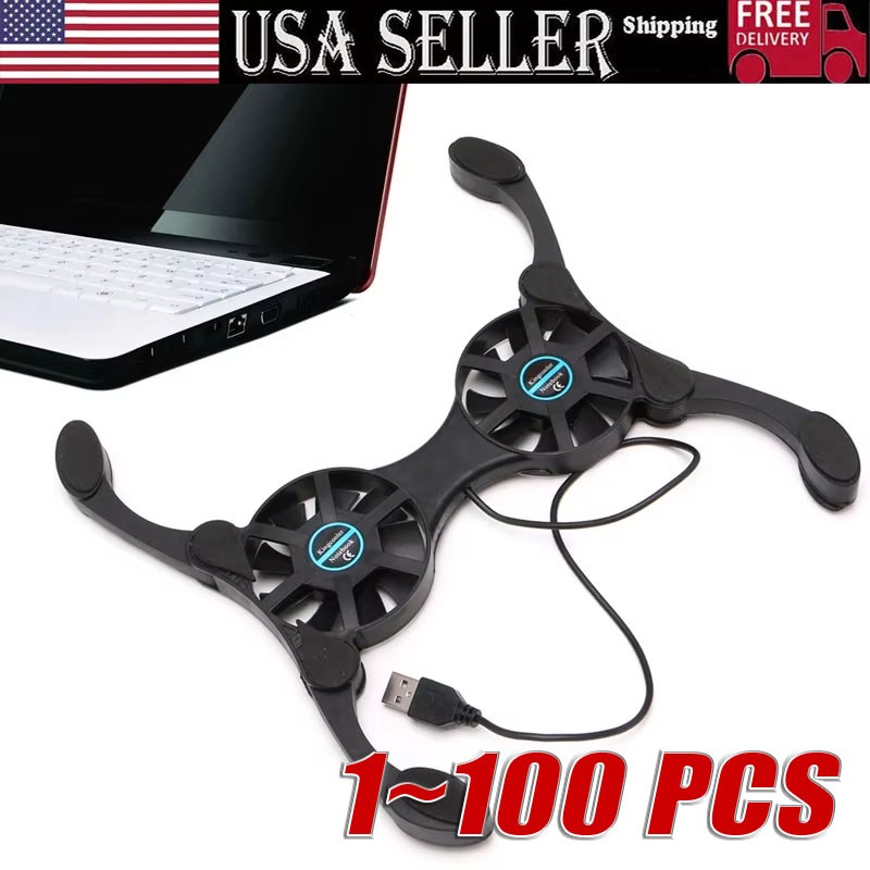 Dual USB Cooling Fan Pad Foldable Slim Fans Cooler Stand for Laptop Notebook Lot