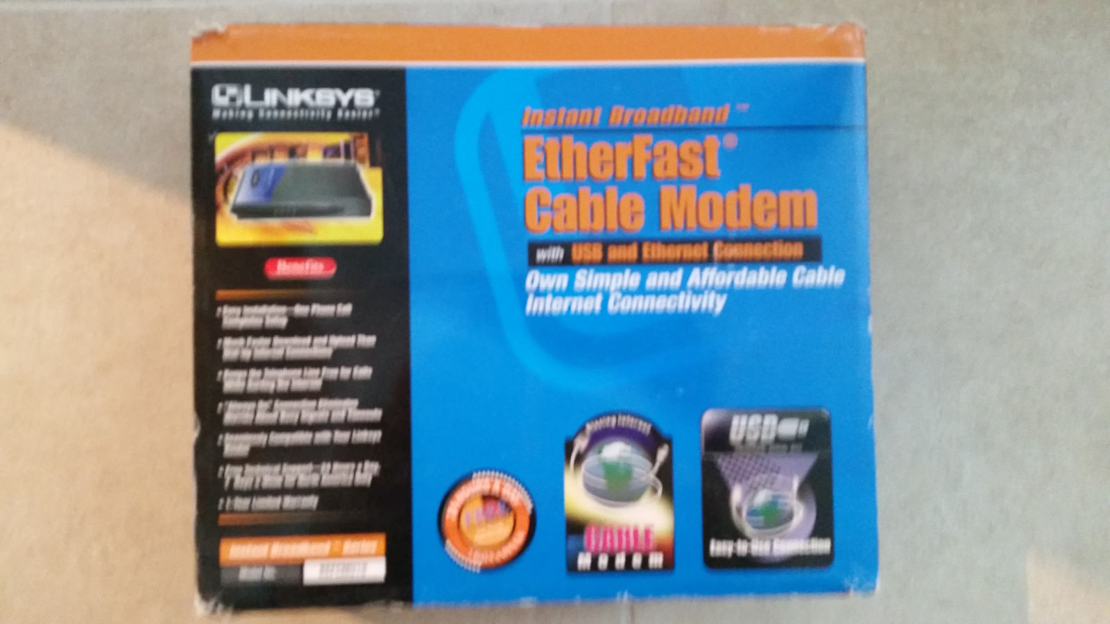 Linksys BEFCMU10 Etherfast Cable Modem Complete In The Box