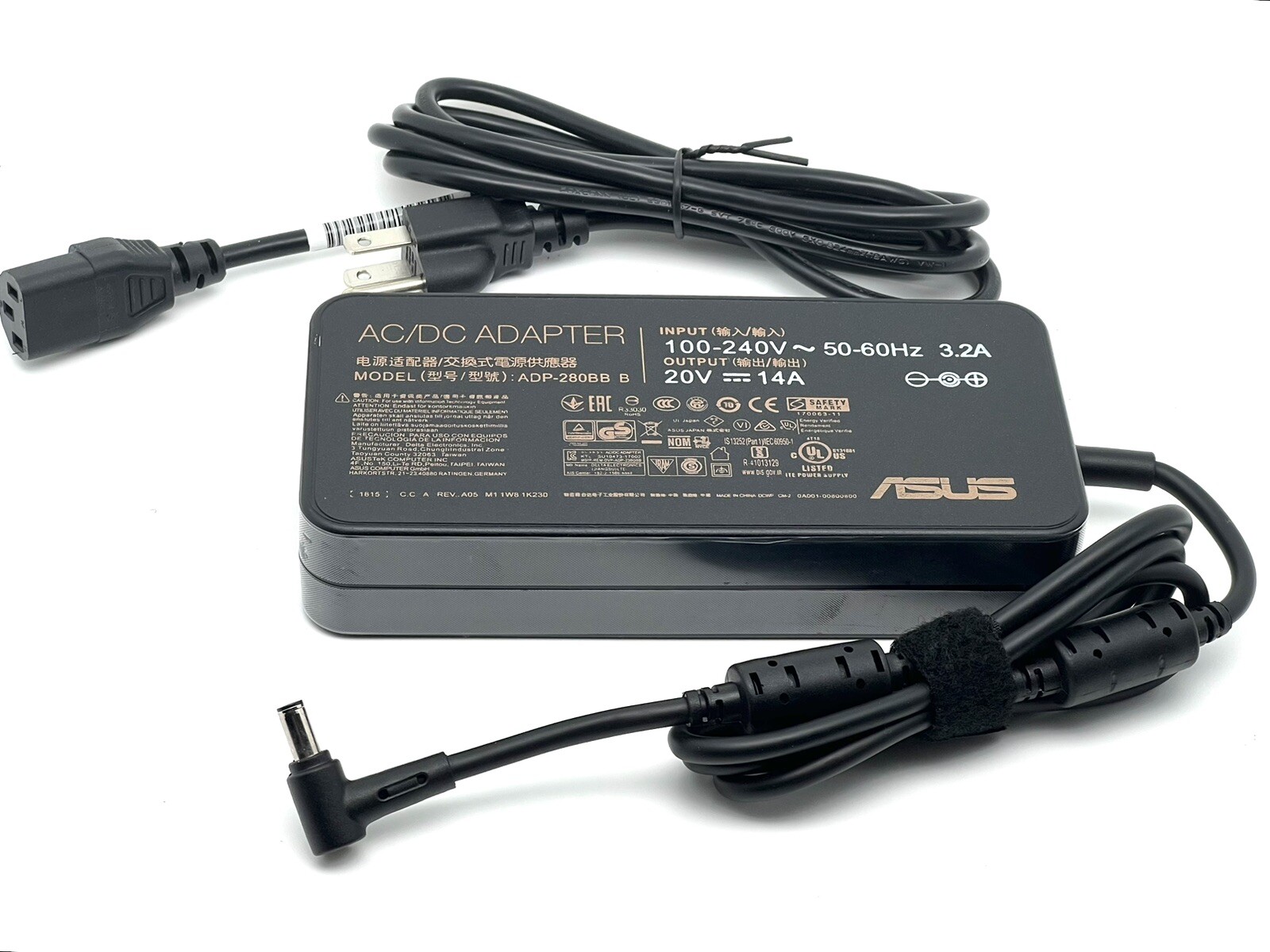 ASUS/ROG 280W 20V AC Adapter Charger ADP-280BB B Power Cord, New, (US) Fast Ship