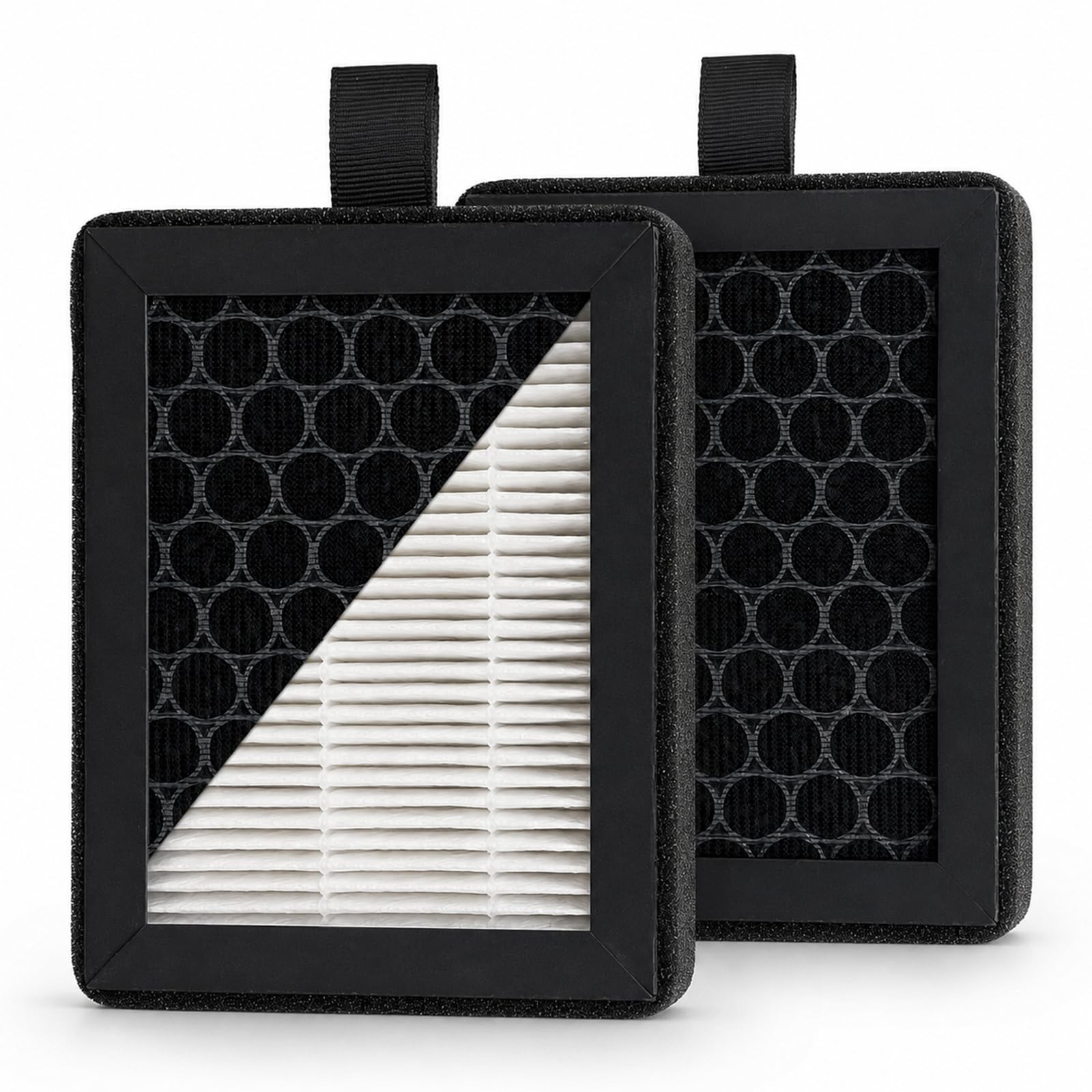 2 Pack P2S Air Filter, HEPA 13 & Activated Carbon Dual-Layer Replacement Filt...