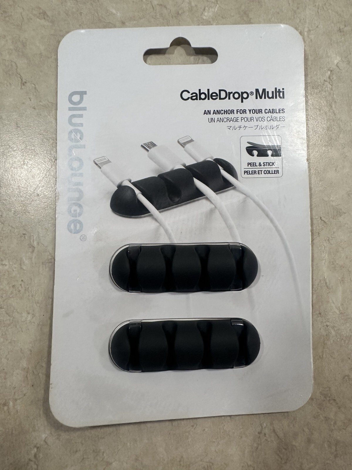 BlueLounge CableDrop Multi Self Adhesive Black Multi Cable Clip 2 Pack