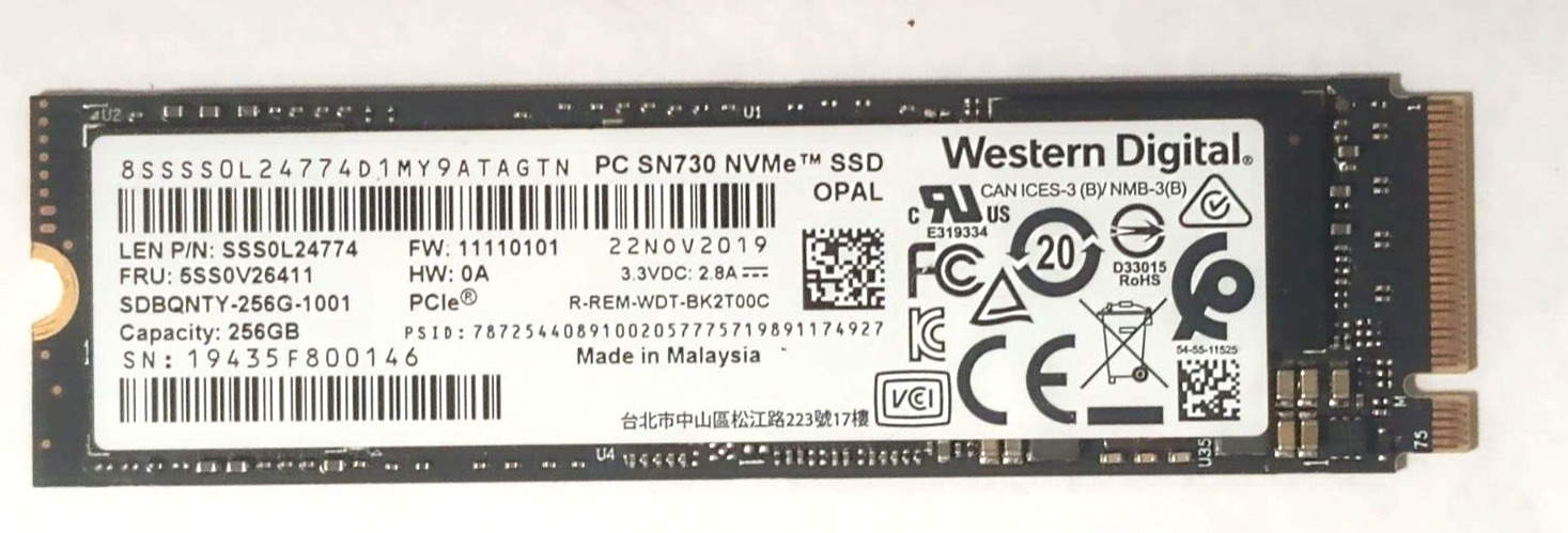 SDBQNTY-256G-1001 Western Digital SN730 256GB NVMe Internal Solid State Drive