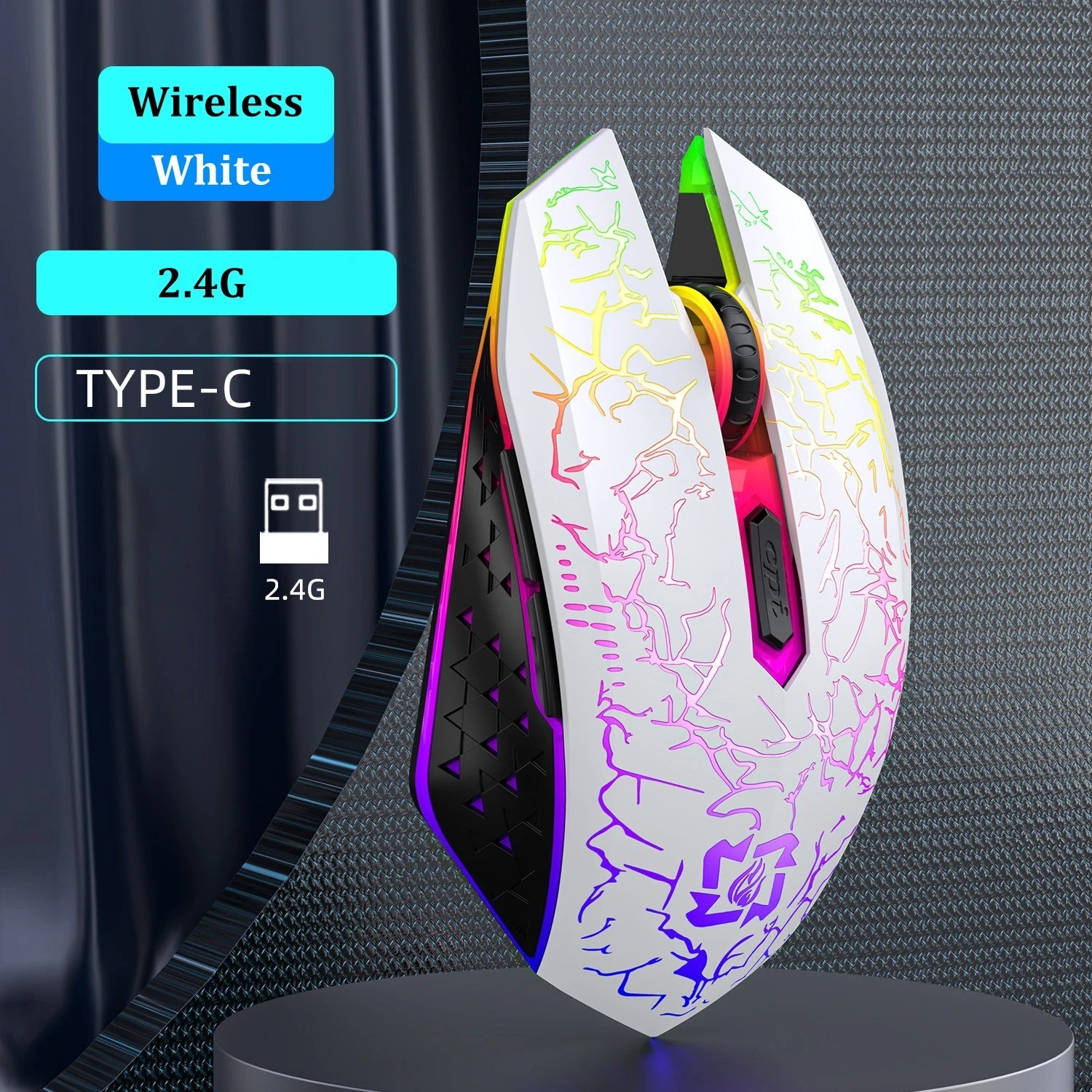 2.4GHz Wireless Optical Mouse USB Rechargeable RGB Cordless Mice For PC Laptop