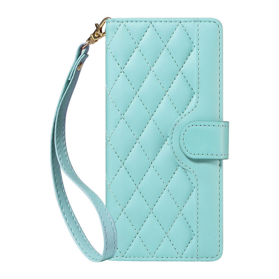 Luxury Leather Strap Grid Wallet Cover Case For A50 A70 A41 A10 A12 A32 A52 A42