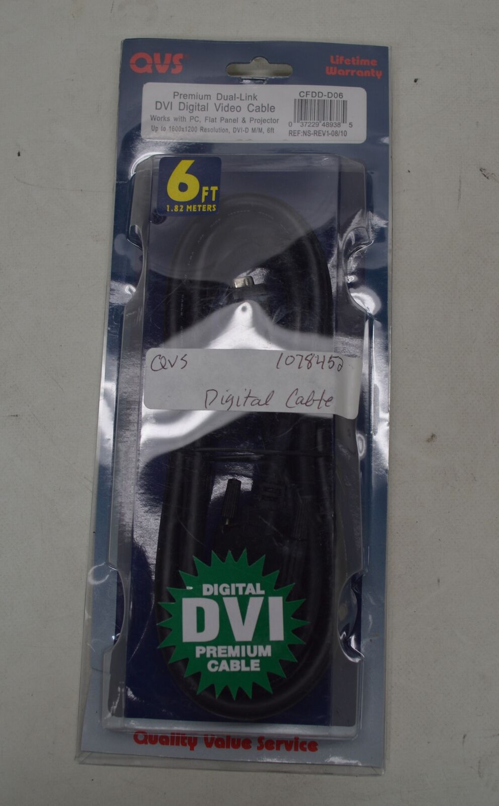 QVS DVI-D Male to DVI-D Female Premium Dual-Link Digital Cable 6 ft *New Unused*