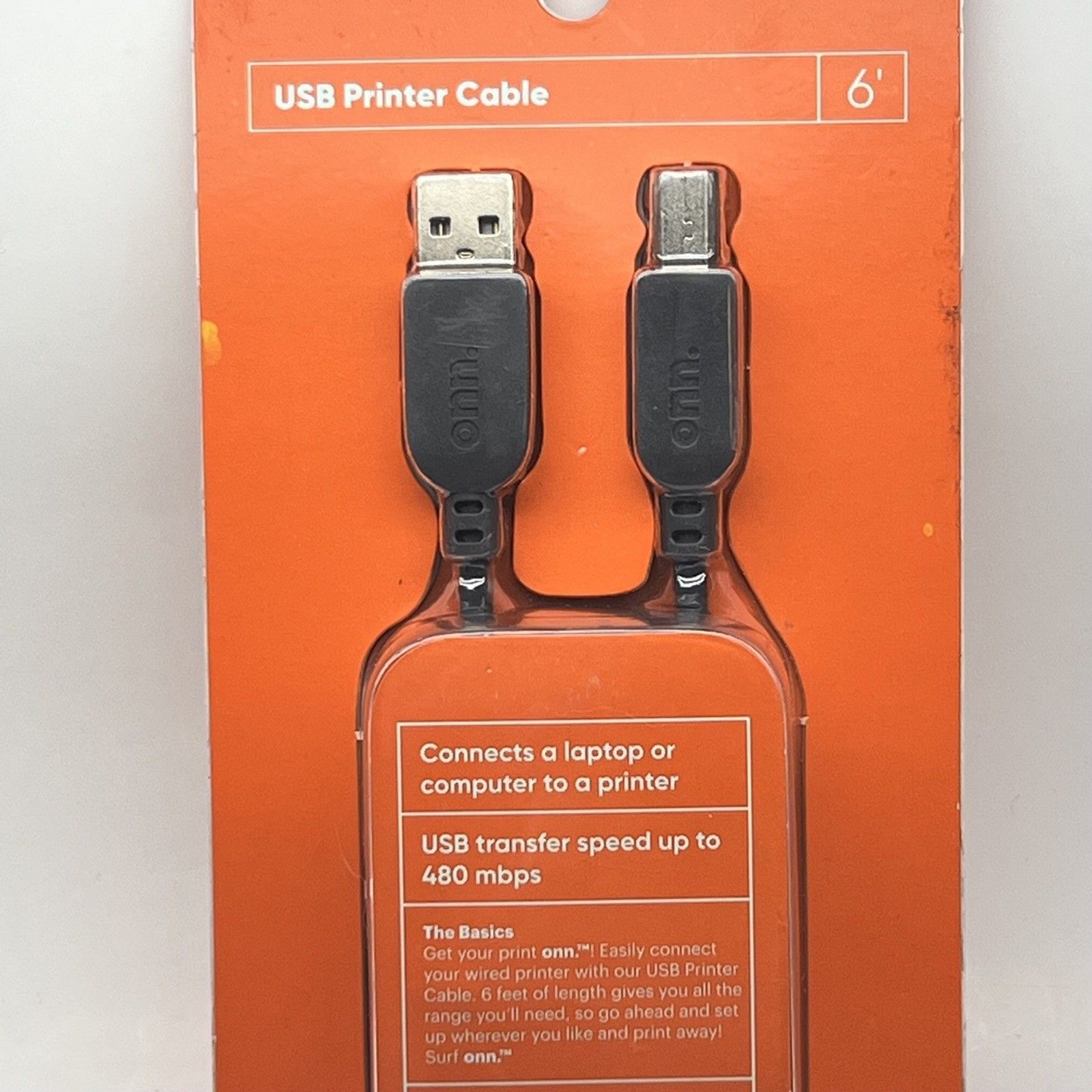 NEW Surf Onn 10ft HI-SPEED USB Printer Cable Transfer Speed 480 mbps 6ft