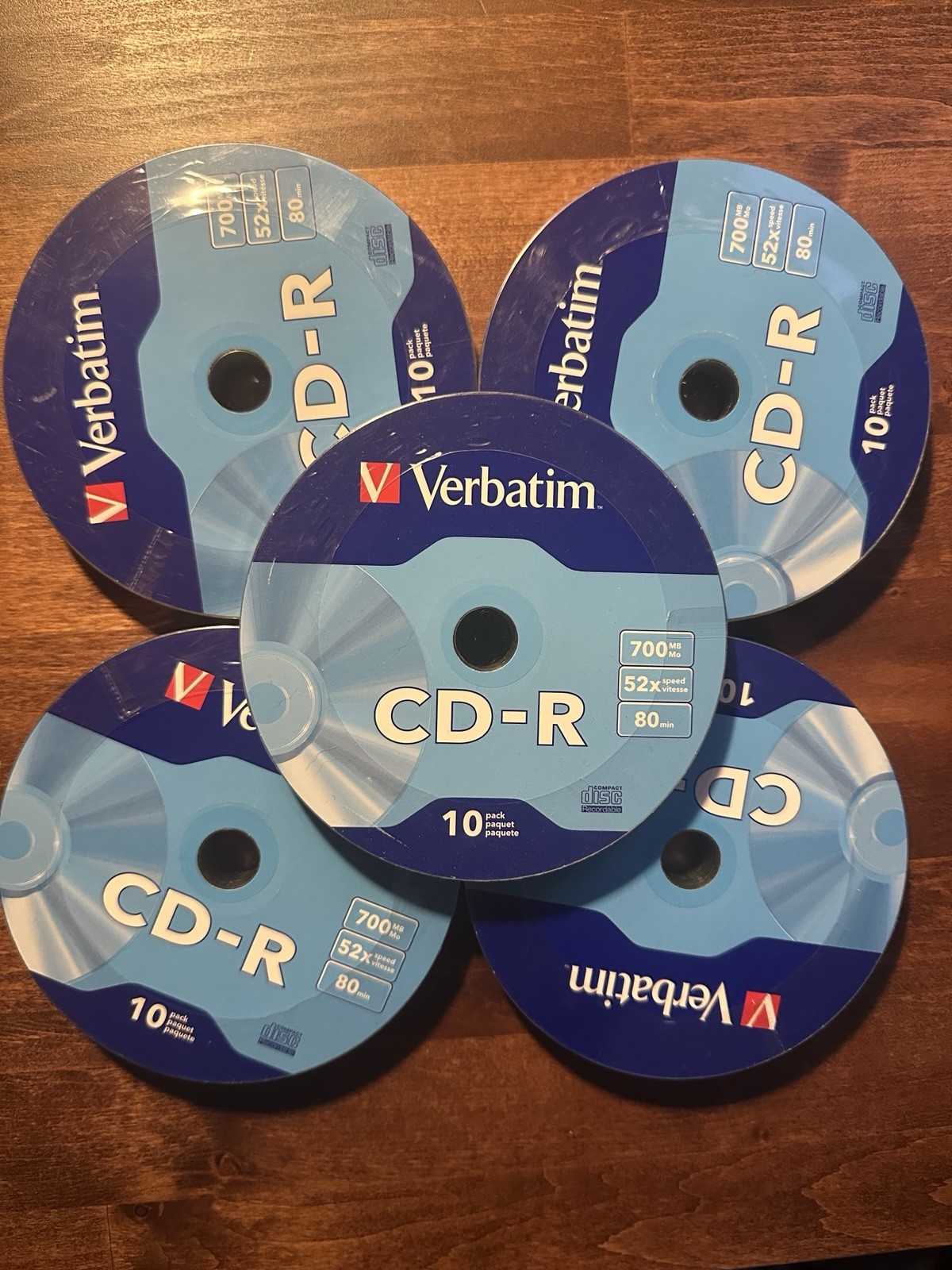 [LOT] 5 Packs x10 Pack Verbatim 80-minute CD-R - 700MB 52x Speed -FACTORY SEALED