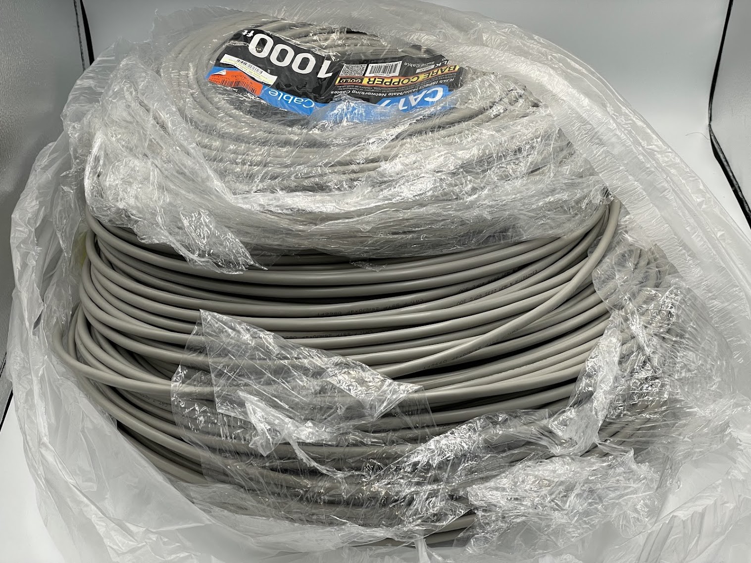 Inland 1000 Ft. CAT 7 Bare Copper stranded SSTP, Bulk Ethernet Cable - Gray