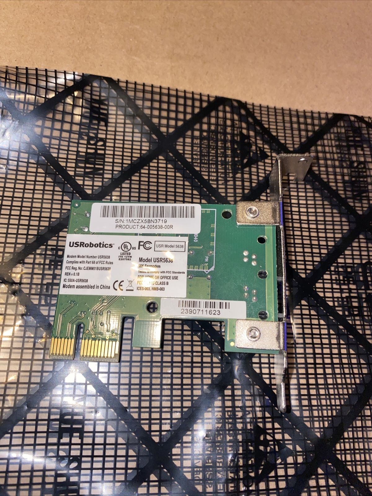 US Robotics USR5638 Fax Modem 56 Kbps V.92 PCI-Express LOW PROFILE BRACKET