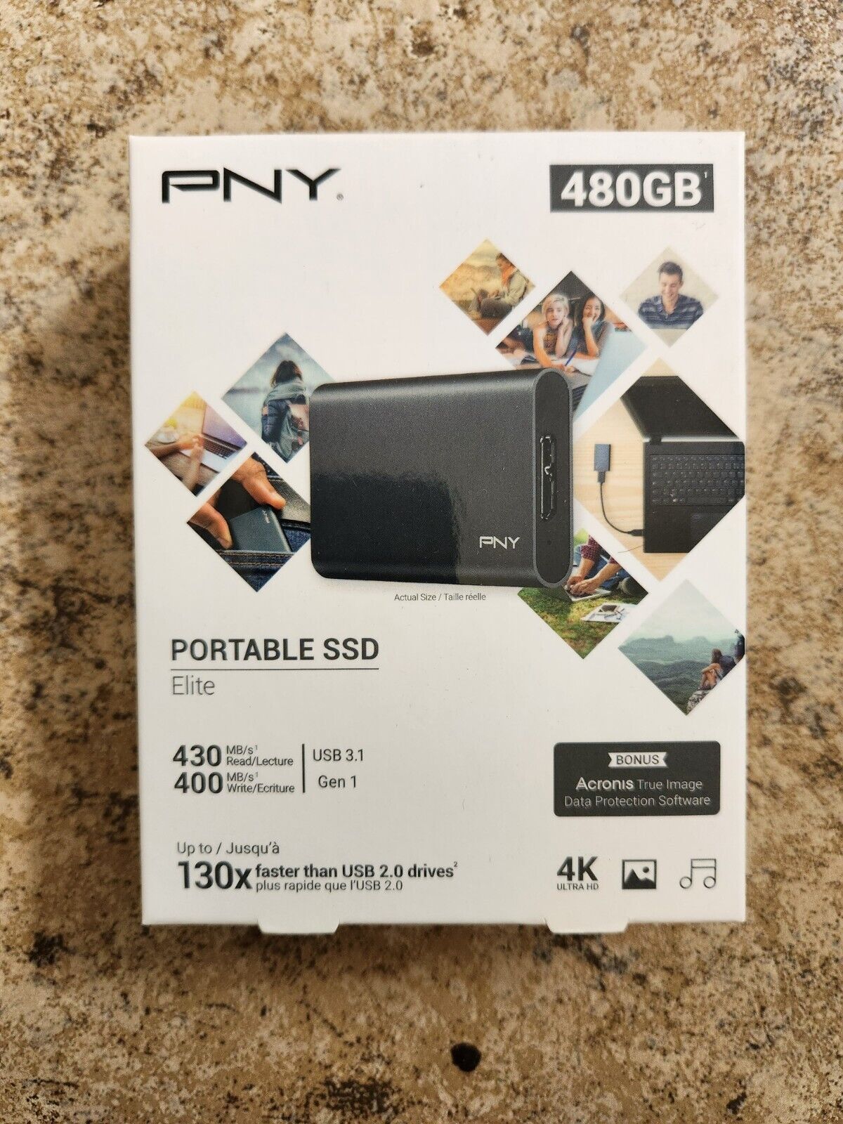 Brand New PNY PORTABLE SSD ELITE 480GB USB 3.1