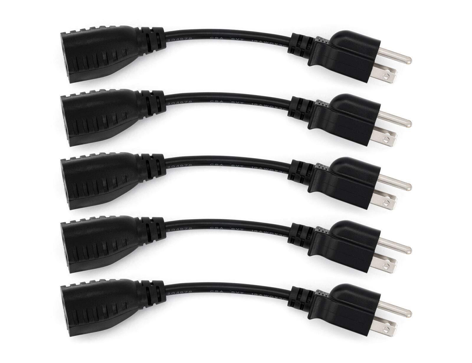 Sewell 6-Inch Power Extension Cable, 5-Pack, Outlet Saver, 18 AWG