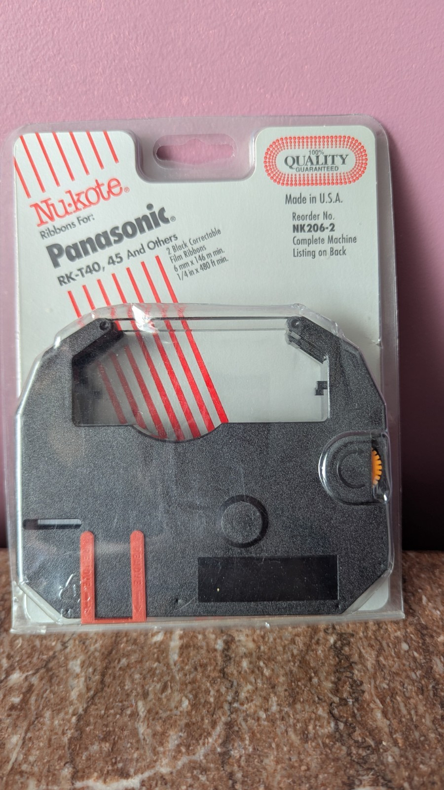 Nu-kote NK206-2 Black Compatible Ribbon for Panasonic RK-T40/RK-T45, 2 Pack