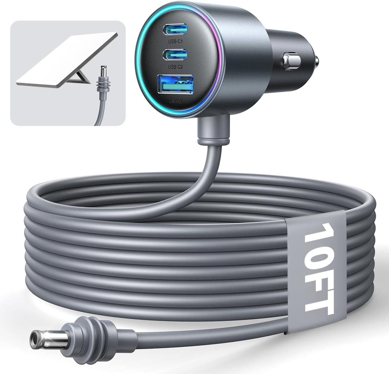 Starlink Mini Car Adapter with 10FT Cable, Dual PD 45W+USB 30W, 12V-24V | Stable