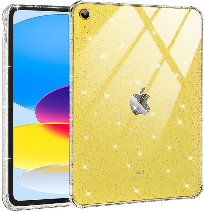 Case for iPad A16 11th/10th Gen with Shockproof & Glitter Clear Back