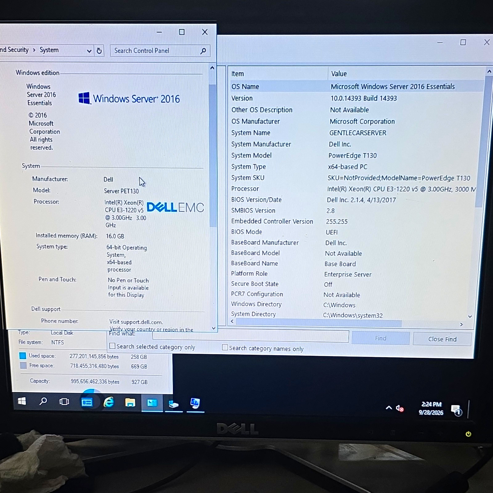 Dell PowerEdge T130 Tower Server Intel Xeon 3.00GHz 16GB DDR4 USB 3.0