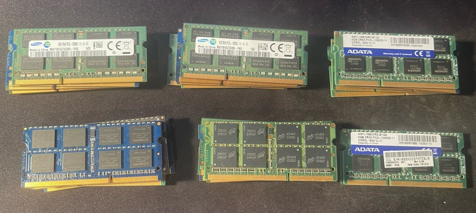 Wholesale Lot of 28 8GB DDR3 / DDR3L Laptop SODIMM RAM - Untested AS-IS Parts