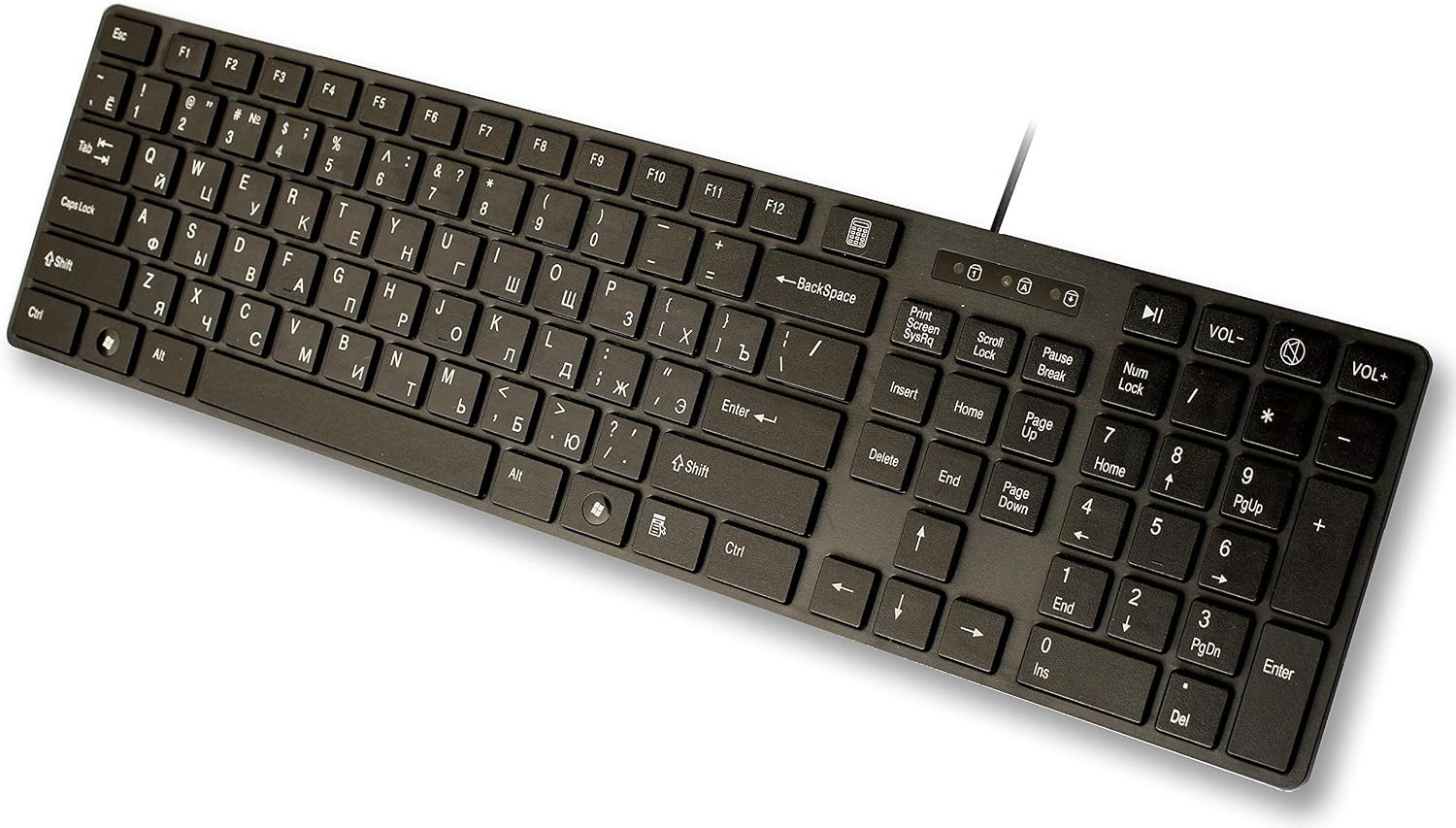 USB Keyboard with Russian English (Cyrillic) Letters/Characters- Full Size Slim