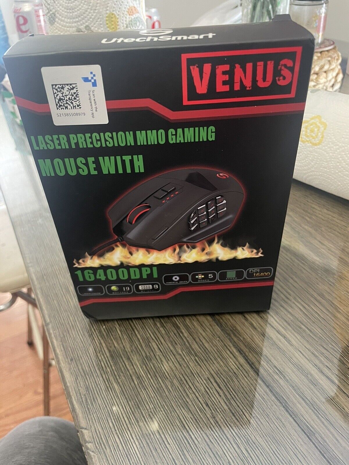 UtechSmart Venus Laser Precision MMO Gaming Mouse US-D16400-GM