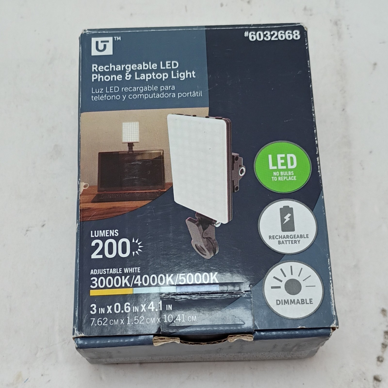Utilitech Rechargeable LED USB Light USB-C Dimmable 200 Lumens 3000-5000K
