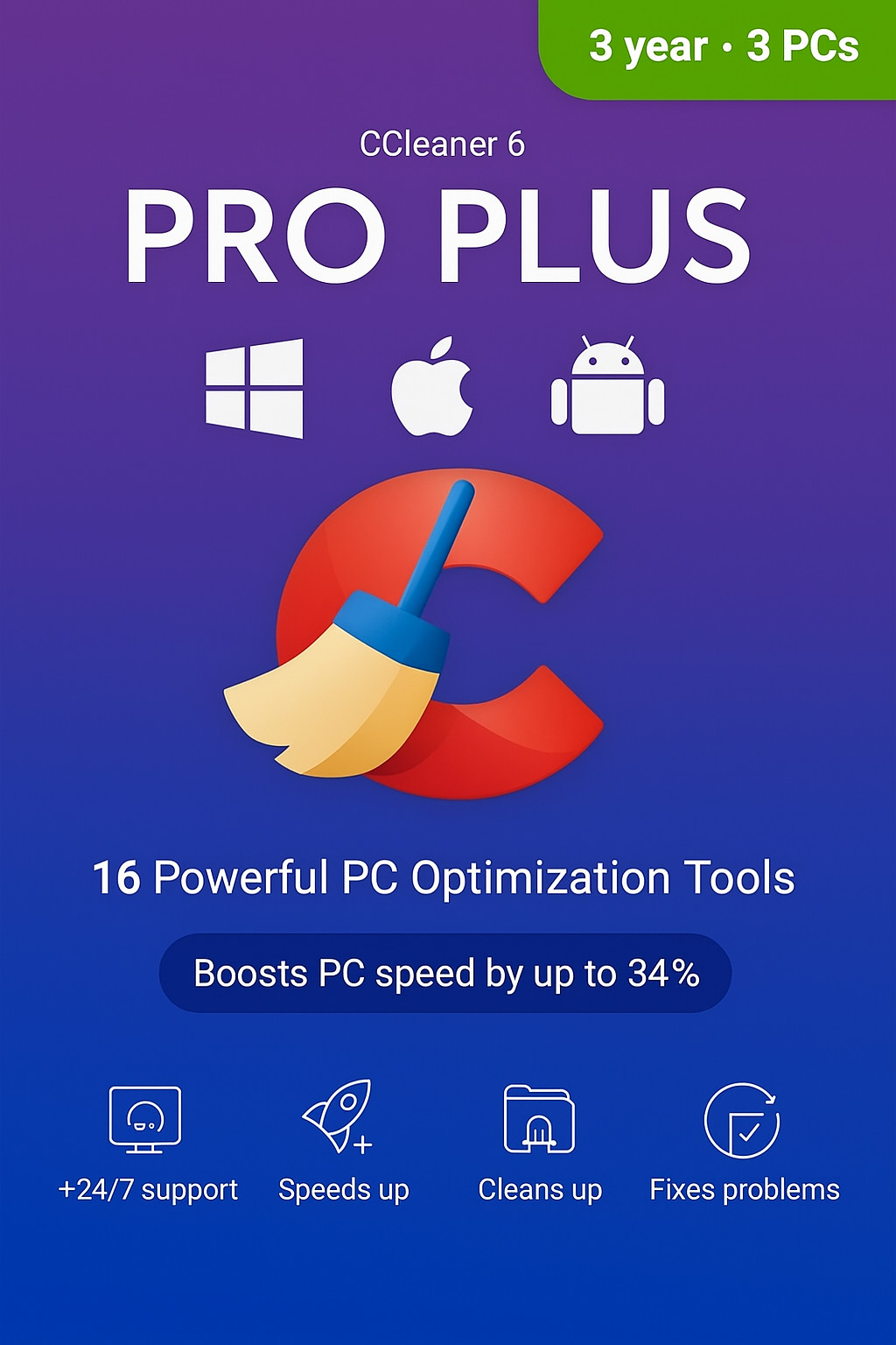 Ccleaner professional plus 2025 (3 Year - 3 Device) Windows - Mac - Android