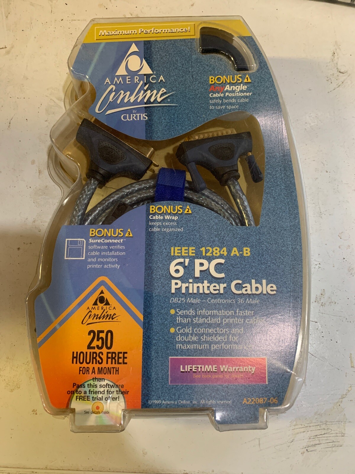 Curtis 6 Ft Printer Cable  IEEE 1284 DB25 Male/centronics 36 male A22087-06