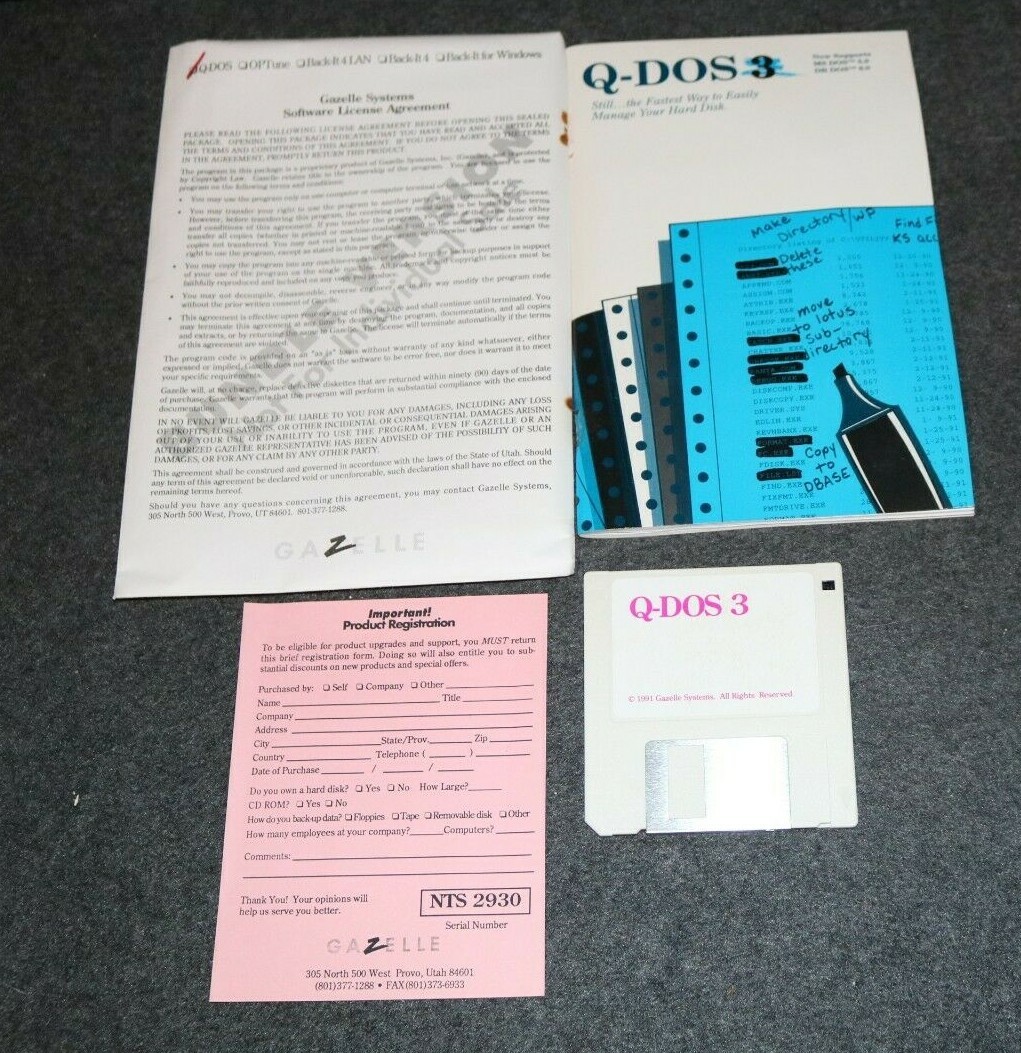 Q-DOS 3 vintage Gazelle Systems Computer Software NOS