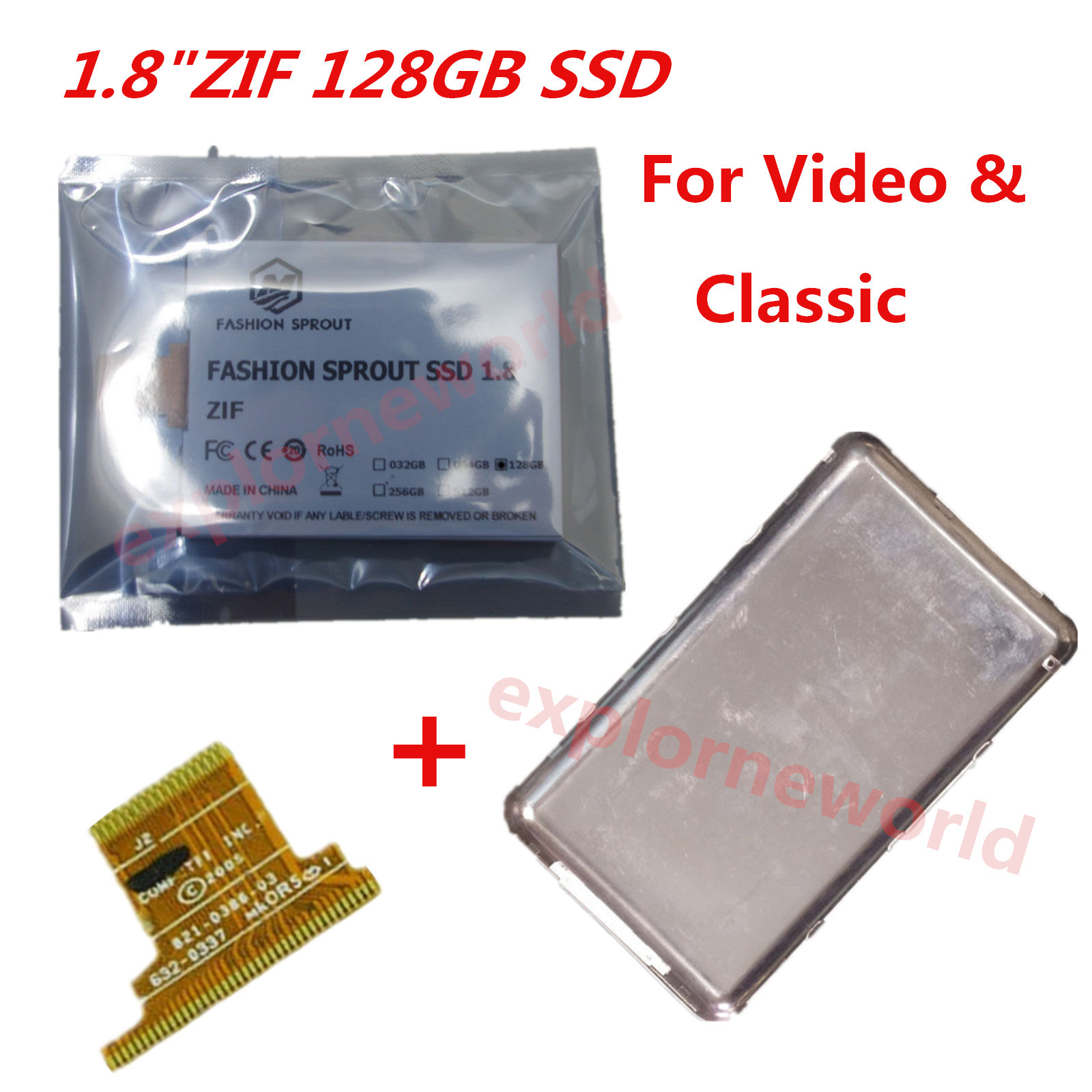 128GB 1.8“ Zif SSD + Case Replace For iPod Classic & Video MK1231GAL MK1634GAL
