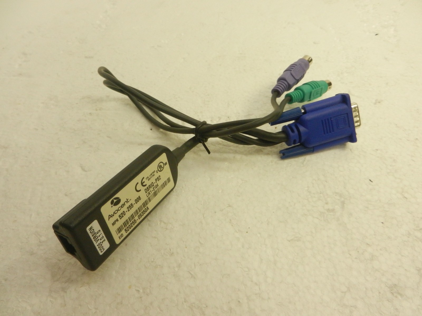 Avocent DSRIQ-PS2 520-255-006 PS2 KVM Server Interface Cable Adapter Module