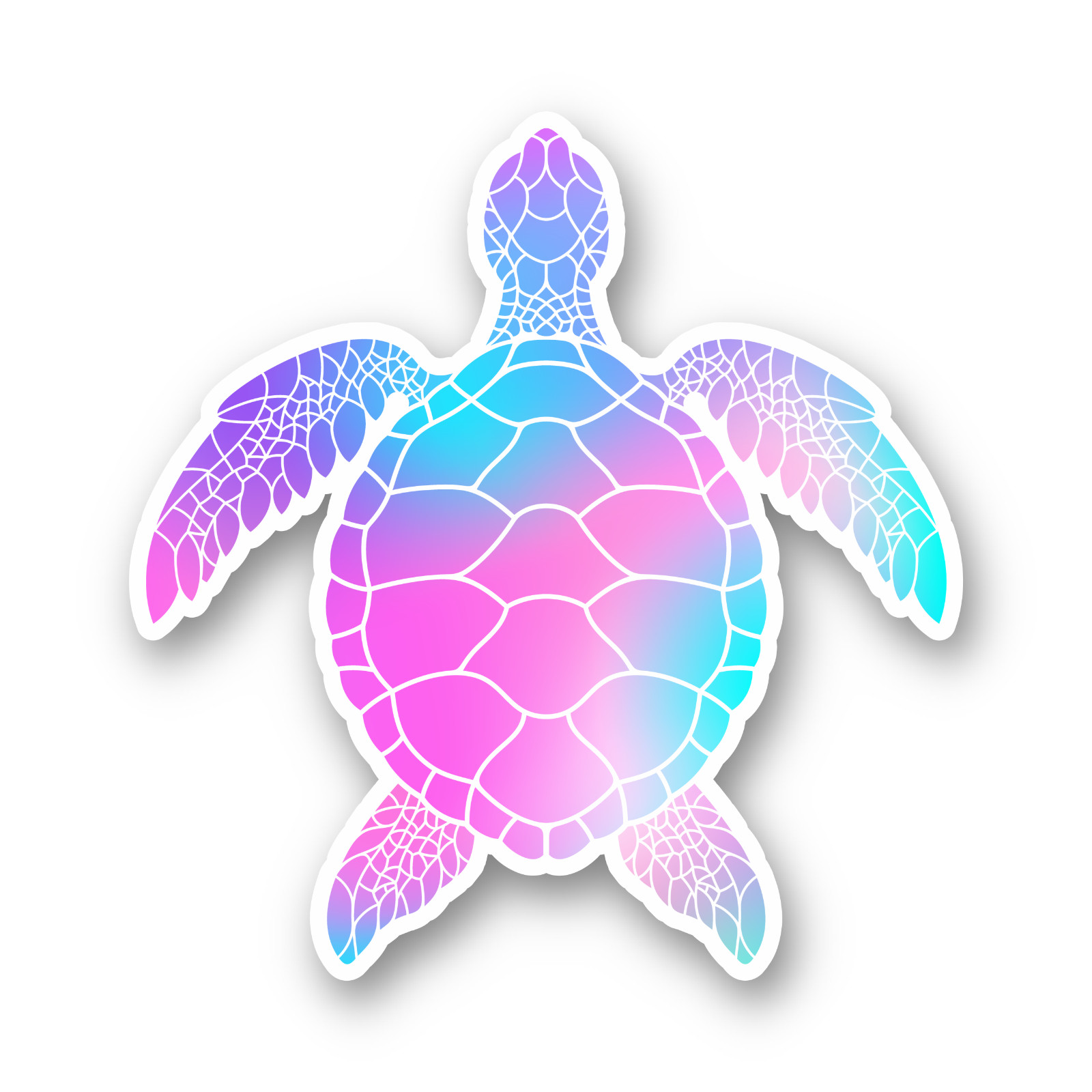 Sea Turtle Sticker, Nautical Pink & Blue Tie-die Turtle for Laptops & Indoor Use