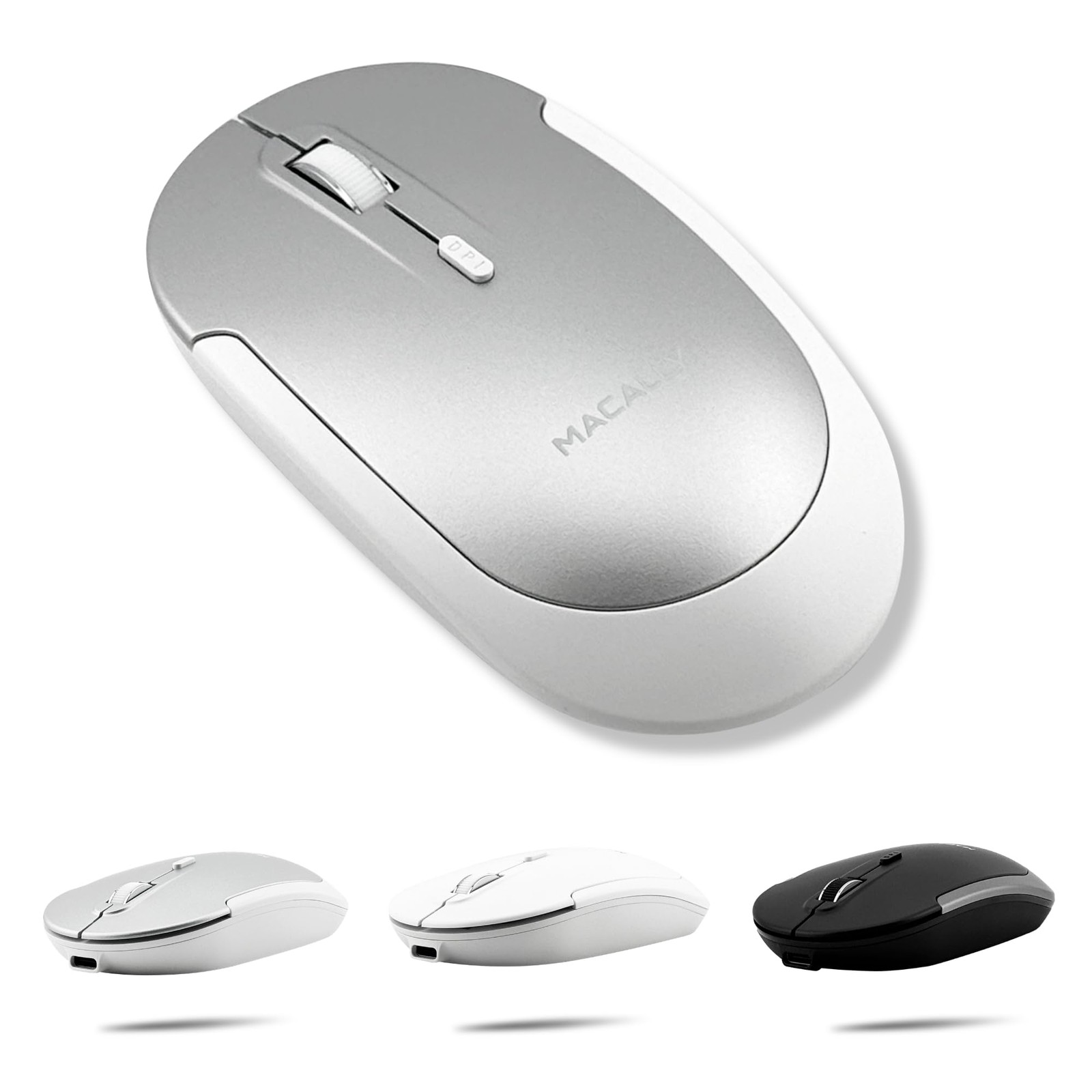 Macally Wireless Bluetooth Mouse for Mac, MacBook Pro/Air, iPad, and PC - Comfor