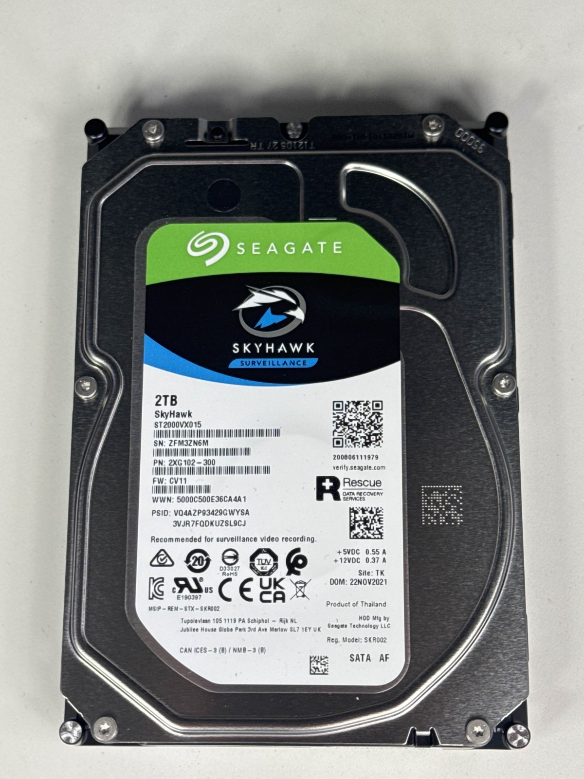 OPEN BOX Seagate SkyHawk ST2000VX015 2TB 3.5in SATA Internal HDD 5900RPM 256MB
