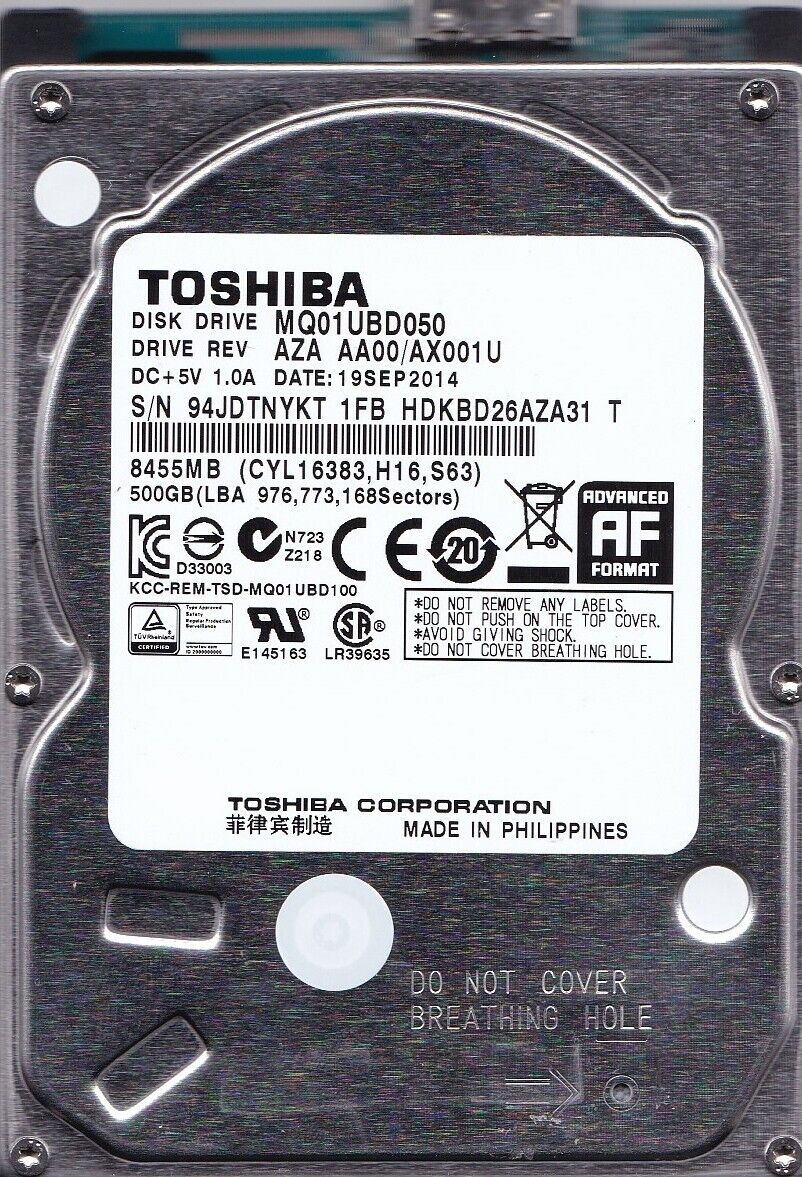 Toshiba MQ01UBD050  HDKBD26AZA31 T SEP 2014 500GB 2.5