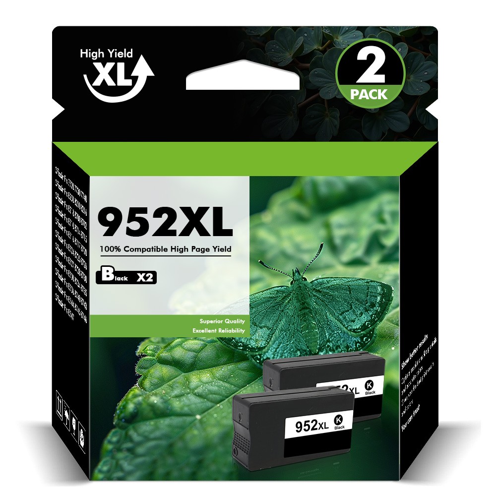 2PK 952XL Black Ink Cartridges For HP Officejet Pro 8710 7740 8210 8216 Printer