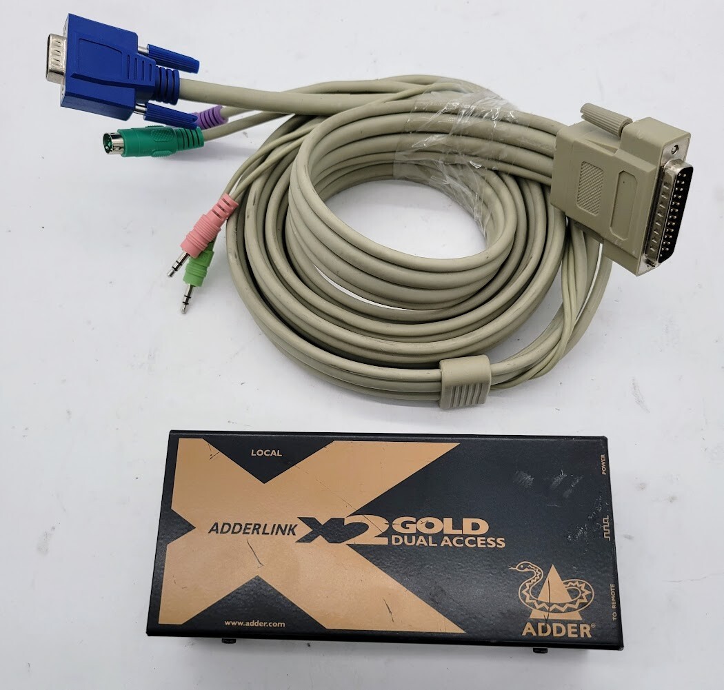 ADDER TECHNOLOGY ADDERLINK X2-DA-GOLD W/KVM CPU Cable - DB25, VGA, PS/2, Audio,
