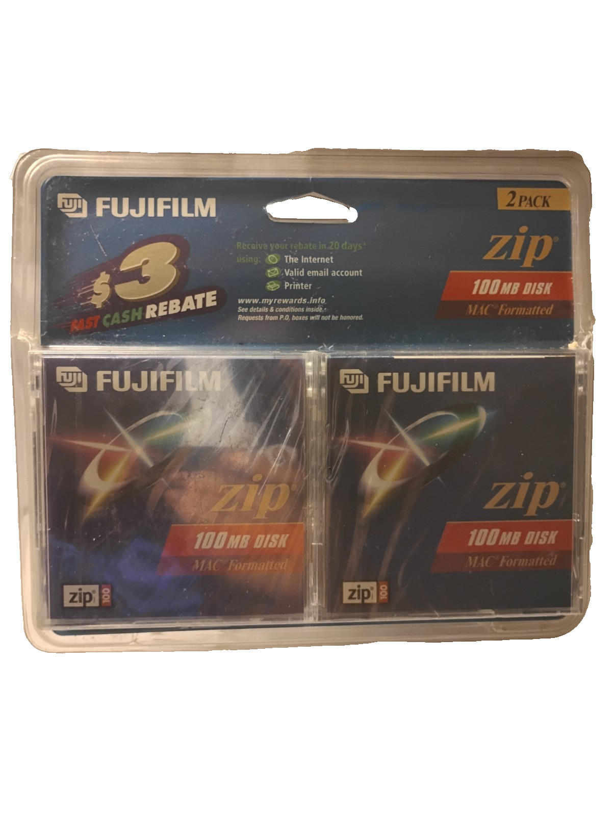 Fuji Lot of 2  Zip 100MB Disk  Mac Formatted