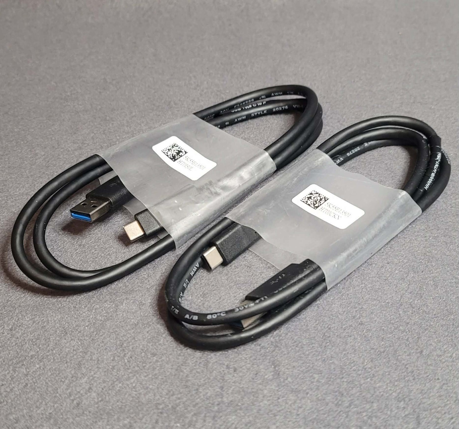 2-pk DELL 5K50313501 USB-C to USB-A 3.1 Fast Charging Data Cable Gen2 Black 3ft