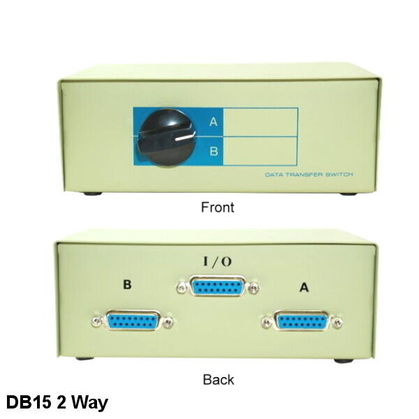 KNTK 2-Way DB15 Data Transfer Switch Box Rotary for PC MAC Display JoyStick