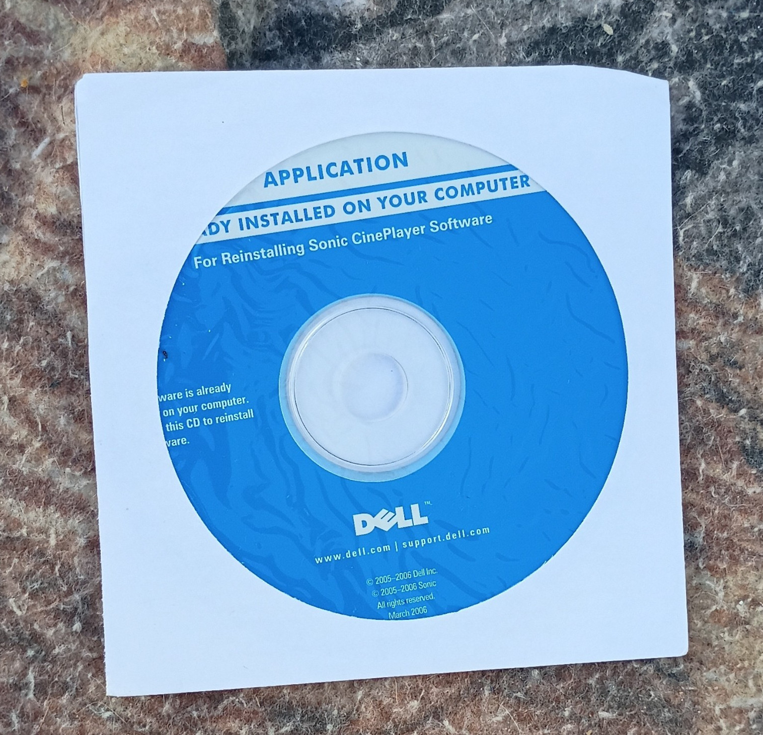 Dell Sonic CinePlayer Reinstall Application CD DP/N 0RG894