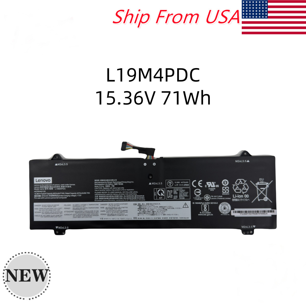 NEW OEM Genuine 71WH L19C4PDC L19M4PDC Battery For Lenovo Yoga 7-15ITL5 7-14ITL5