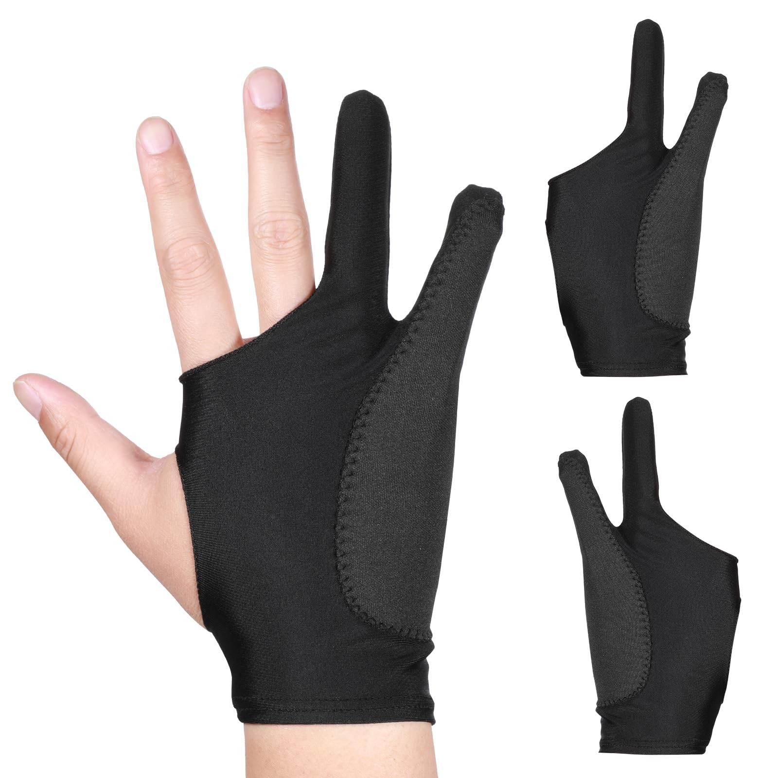 2 Pcs Digital Drawing Gloves Two-Finger Artist Gloves for Tablet Paper Sketching