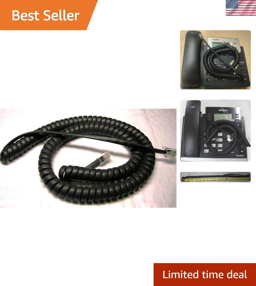Durable 25-Pack 12Ft Replacement Handset Cords - Compatible with Yealink