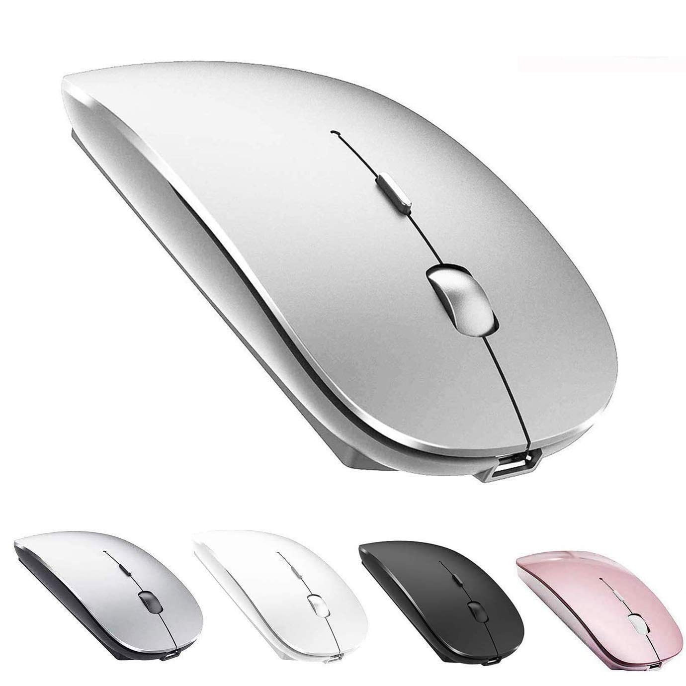 ZERU Bluetooth Wireless Mouse Rechargeable 3 Mode BT 5.2 2.4G USB Silver