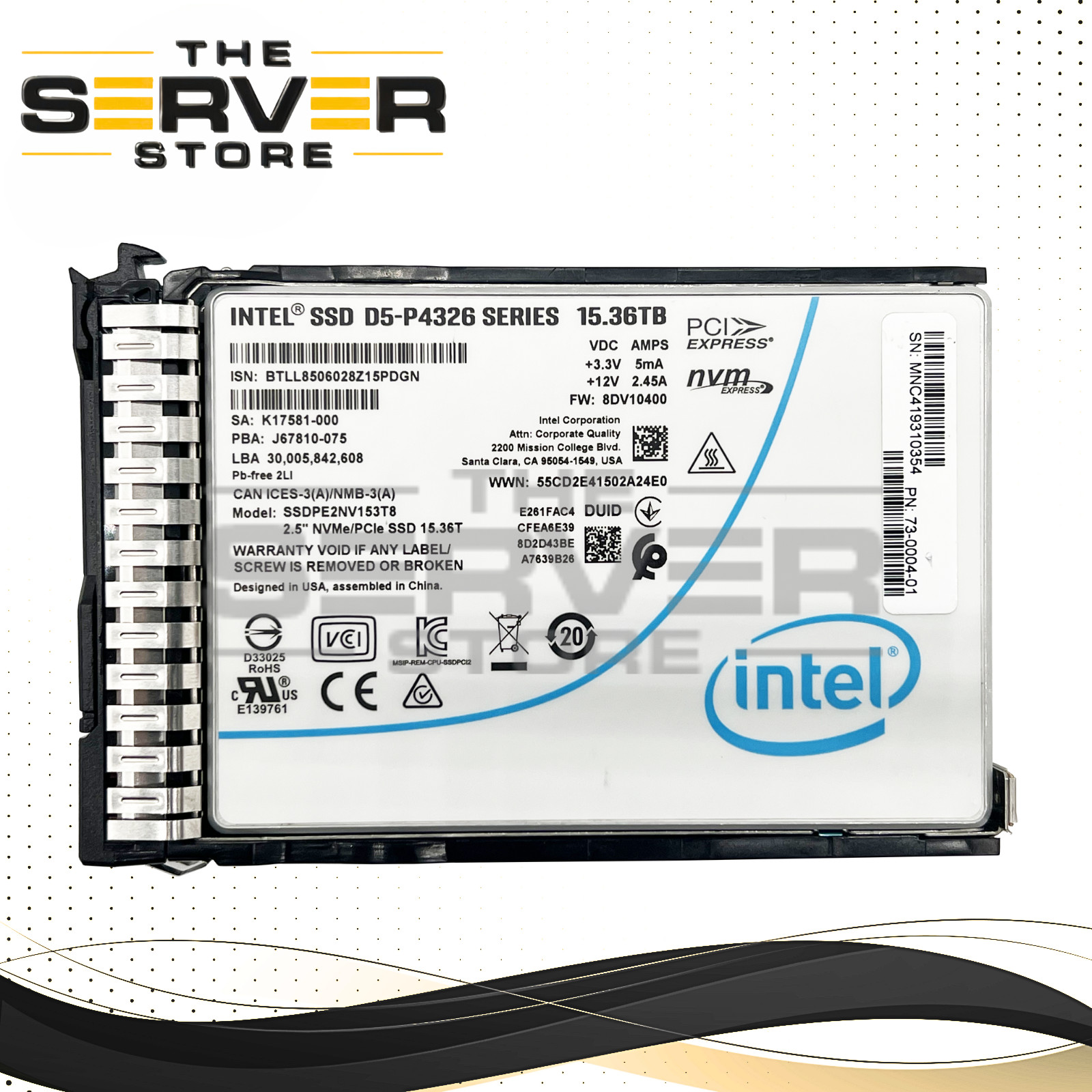 Intel 15.36TB NVMe U.2 G3 x4 SFF SC 2.5" SSD D5-P4326 HPE ProLiant SSDPE2NV153T8
