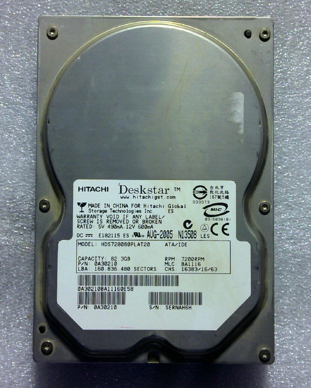 Hitachi - HDS728080PLAT20 - 82.3GB - 0A30210