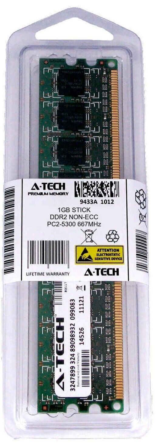 A-Tech 1GB PC2-5300 Desktop DDR2 667 MHz DIMM 240pin non-ECC Memory RAM 5300U 1G