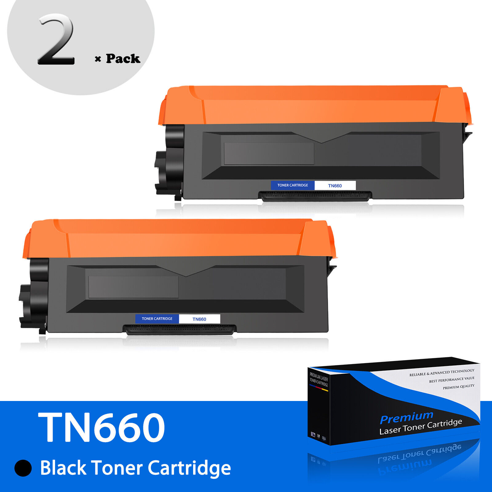 2PK TN660 High Yield Toner Cartridge Black For Brother HL-L2315DW HL-L2320D