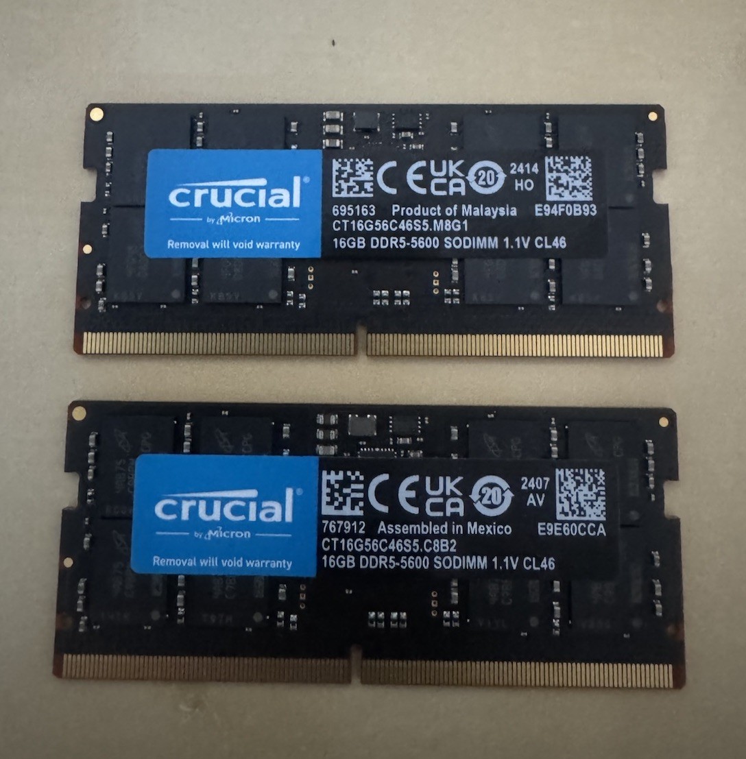 Crucial 32GB DDR5-5600 SODIMM Laptop Memory Kit (2x16GB)